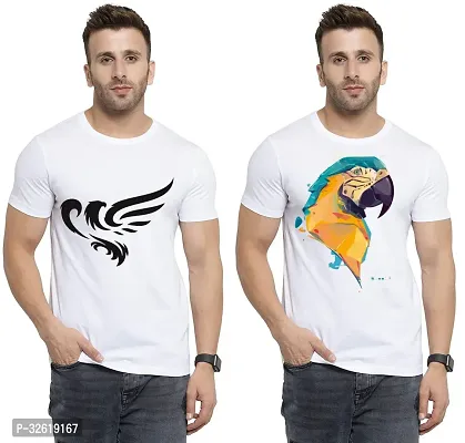 Reliable Polycotton Printed Round Neck Tees For Men Pack Of 2-thumb0