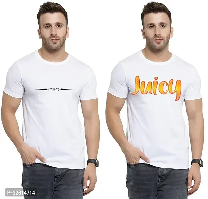 Reliable White Polycotton Printed T-Shirts For Men Pack Of 2-thumb0