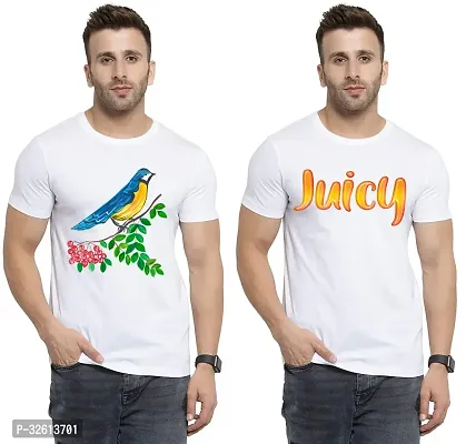 Reliable White Polycotton Printed T-Shirts For Men Pack Of 2