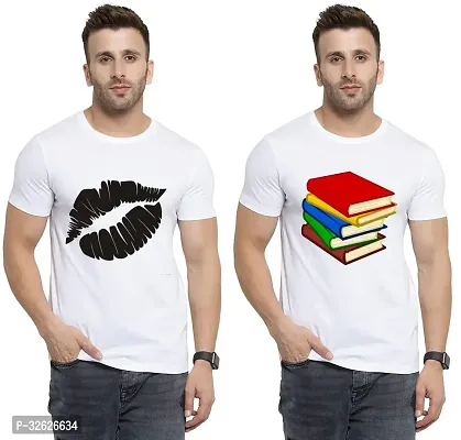 Stylish White Polycotton Round Neck T-Shirt For Men Pack Of 2-thumb0