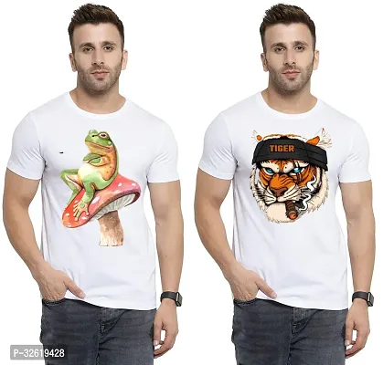 Reliable Polycotton Printed Round Neck Tees For Men Pack Of 2-thumb0