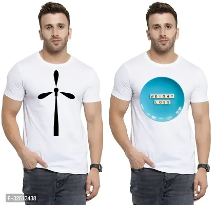 Reliable White Polycotton Printed T-Shirts For Men Pack Of 2-thumb0