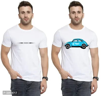 Reliable White Polycotton Printed T-Shirts For Men Pack Of 2