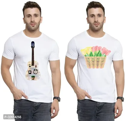 Reliable White Polycotton Printed T-Shirts For Men Pack Of 2