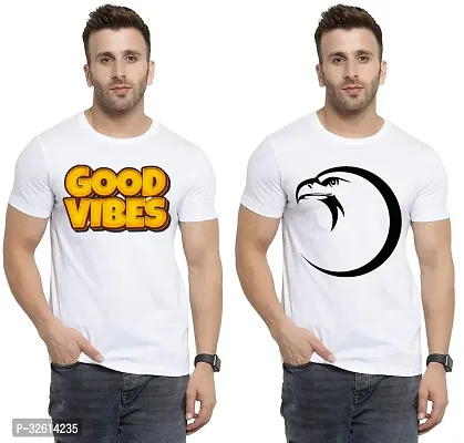 Reliable White Polycotton Printed T-Shirts For Men Pack Of 2-thumb0