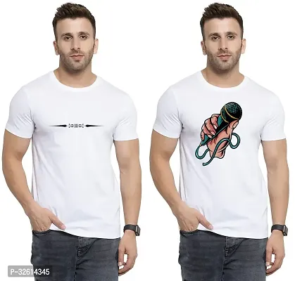 Reliable White Polycotton Printed T-Shirts For Men Pack Of 2-thumb0