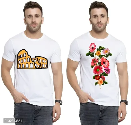 Reliable White Polycotton Printed T-Shirts For Men Pack Of 2-thumb0