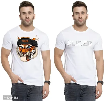 Reliable White Polycotton Printed T-Shirts For Men Pack Of 2-thumb0