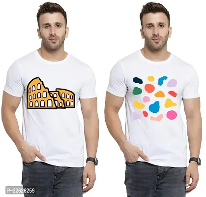 Stylish White Polycotton Round Neck T-Shirt For Men Pack Of 2