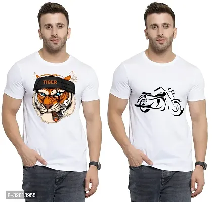 Reliable White Polycotton Printed T-Shirts For Men Pack Of 2-thumb0