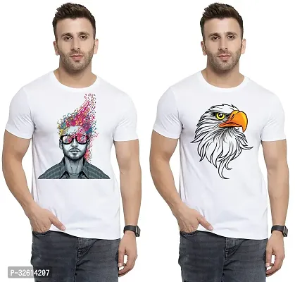 Reliable White Polycotton Printed T-Shirts For Men Pack Of 2-thumb0