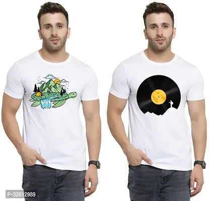 Reliable White Polycotton Printed T-Shirts For Men Pack Of 2-thumb0