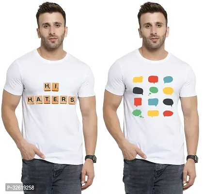 Reliable Polycotton Printed Round Neck Tees For Men Pack Of 2-thumb0