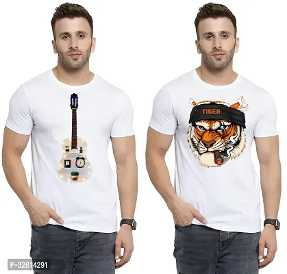 Reliable White Polycotton Printed T-Shirts For Men Pack Of 2-thumb0