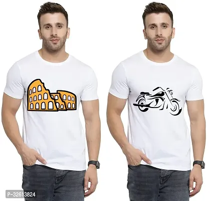 Reliable White Polycotton Printed T-Shirts For Men Pack Of 2