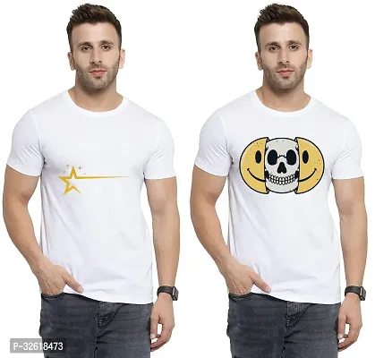 Reliable Polycotton Printed Round Neck Tees For Men Pack Of 2-thumb0