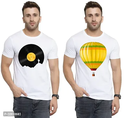 Reliable Polycotton Printed Round Neck Tees For Men Pack Of 2-thumb0