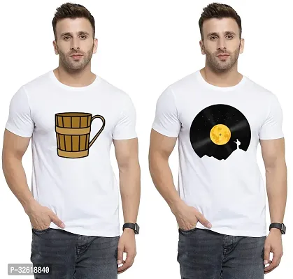 Reliable Polycotton Printed Round Neck Tees For Men Pack Of 2-thumb0