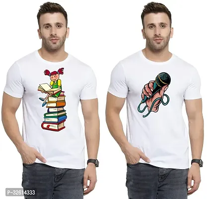 Reliable White Polycotton Printed T-Shirts For Men Pack Of 2-thumb0