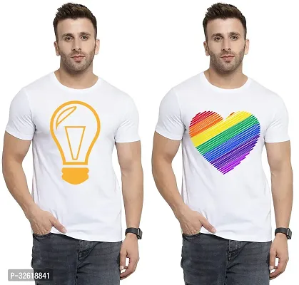 Reliable Polycotton Printed Round Neck Tees For Men Pack Of 2