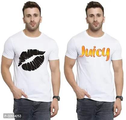 Reliable White Polycotton Printed T-Shirts For Men Pack Of 2-thumb0