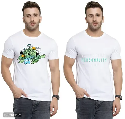 Reliable White Polycotton Printed T-Shirts For Men Pack Of 2-thumb0