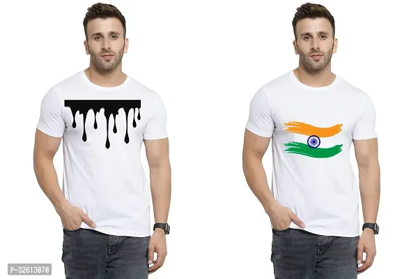 Reliable White Polycotton Printed T-Shirts For Men Pack Of 2