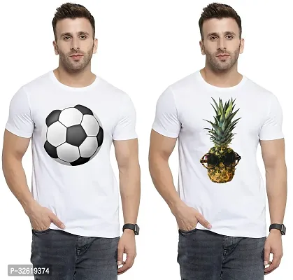 Reliable Polycotton Printed Round Neck Tees For Men Pack Of 2-thumb0