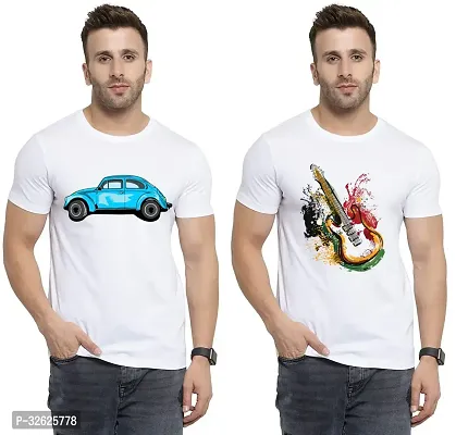 Stylish White Polycotton Round Neck T-Shirt For Men Pack Of 2-thumb0