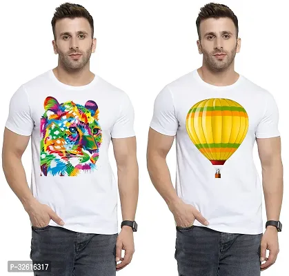 Reliable White Polycotton Printed Round Neck Tshirt For Men Pack Of 2-thumb0