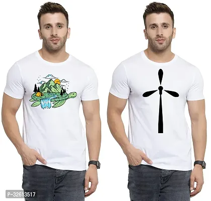 Reliable White Polycotton Printed T-Shirts For Men Pack Of 2-thumb0