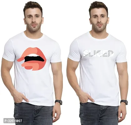 Reliable Polycotton Printed Round Neck Tees For Men Pack Of 2-thumb0