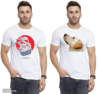 Reliable Polycotton Printed Round Neck Tees For Men Pack Of 2-thumb0