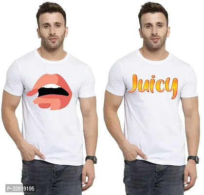 Reliable Polycotton Printed Round Neck Tees For Men Pack Of 2-thumb0