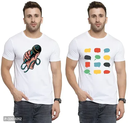 Reliable Polycotton Printed Round Neck Tees For Men Pack Of 2-thumb0