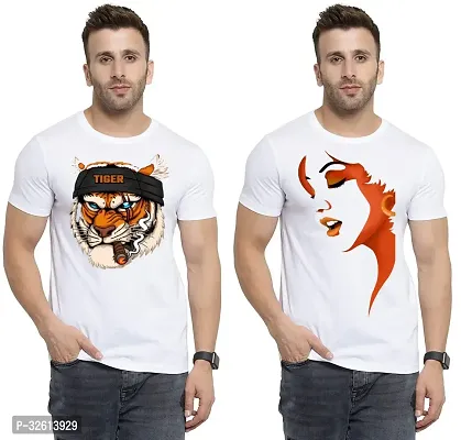 Reliable White Polycotton Printed T-Shirts For Men Pack Of 2-thumb0