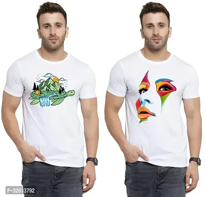 Reliable White Polycotton Printed T-Shirts For Men Pack Of 2-thumb0