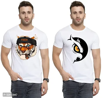 Reliable White Polycotton Printed T-Shirts For Men Pack Of 2