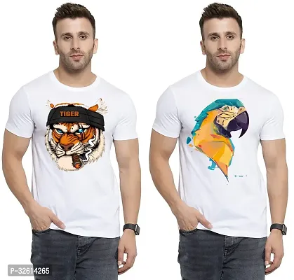 Reliable White Polycotton Printed T-Shirts For Men Pack Of 2-thumb0