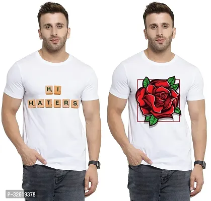 Reliable Polycotton Printed Round Neck Tees For Men Pack Of 2-thumb0