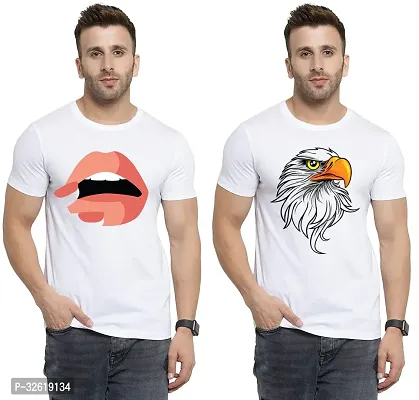 Reliable Polycotton Printed Round Neck Tees For Men Pack Of 2-thumb0