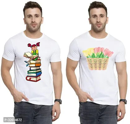 Reliable White Polycotton Printed T-Shirts For Men Pack Of 2-thumb0