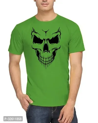 Stylish Green Polycotton Printed Short Sleeves Round Neck Tees For Men-thumb0