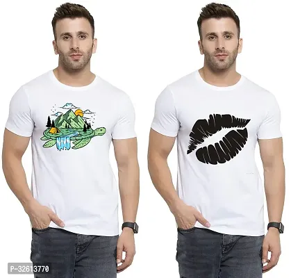 Reliable White Polycotton Printed T-Shirts For Men Pack Of 2-thumb0