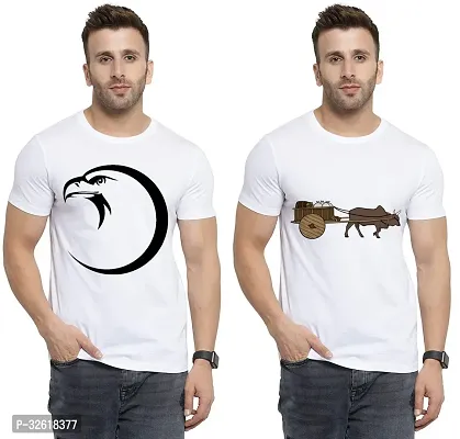 Reliable Polycotton Printed Round Neck Tees For Men Pack Of 2-thumb0