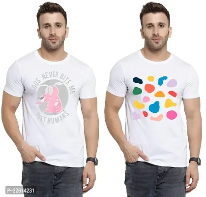 Reliable White Polycotton Printed T-Shirts For Men Pack Of 2-thumb0