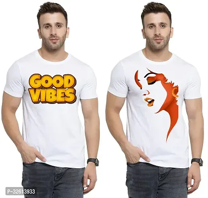 Reliable White Polycotton Printed T-Shirts For Men Pack Of 2-thumb0