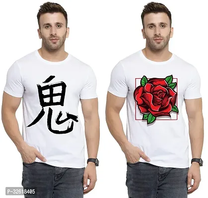 Reliable Polycotton Printed Round Neck Tees For Men Pack Of 2-thumb0