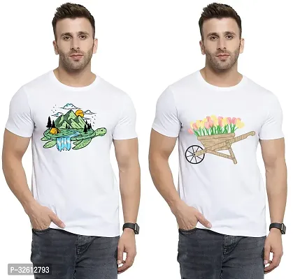 Reliable White Polycotton Printed T-Shirts For Men Pack Of 2-thumb0