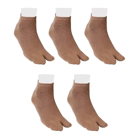 Footmate Soft and Durable Combed Cotton Ankle Length Toe socks for Women's, Pair of 5 Women ? Free Size